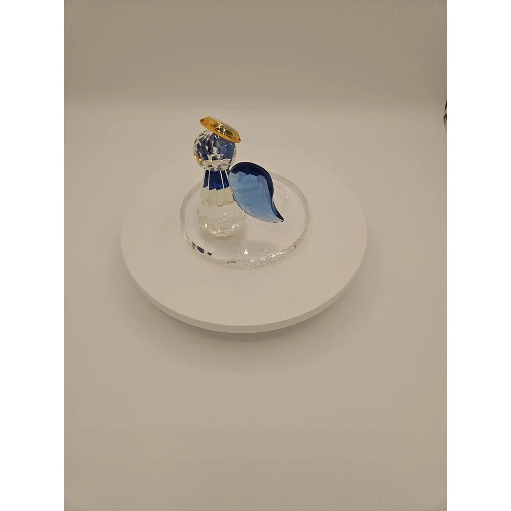 Vintage Beautiful‎ Partylite Blue Crystal Votive Angel Candle Holder 4 1/2